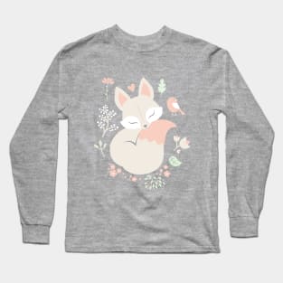 Sleeping Fox - grey Long Sleeve T-Shirt